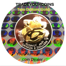 1999 Canada Twoonie, Proof 24k Gold Plated Nunavut Two Dollars Coin