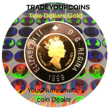1999 Canada Twoonie, Proof 24k Gold Plated Nunavut Two Dollars Coin