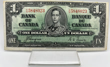 1937 Bank of canada BC-21d One Dollars EF-40 Coyne Towers, Serial-KN 5848023