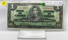 1937 Bank of canada BC-21c One Dollars AU-50 Gordon Towers, Serial-SA 6270638