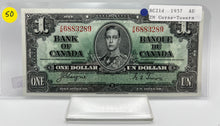 1937 Bank of canada BC-21d One Dollars AU-50 Coyne Towers, Serial-ZM 6883289