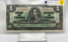 1937 Bank of canada BC-21d One Dollars AU-50 Coyne Towers, Serial-HN 6789686