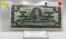 1937 Bank of canada BC-21d One Dollars AU-50 Coyne Towers, Serial-LN 3846190