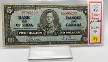 1937 Bank of canada BC-23b Five Dollars VG-8 Gordon Towers, Serial-SC 5595232