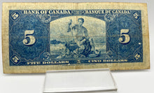 1937 Bank of canada BC-23b Five Dollars VG-8 Gordon Towers, Serial-DC 6412646