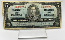1937 Bank of canada BC-23b Five Dollars VG-8 Gordon Towers, Serial-DC 6092253