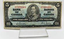 1937 Bank of canada BC-23b Five Dollars VG-8 Gordon Towers, Serial-KC 7408664