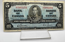 1937 Bank of canada BC-23b Five Dollars VG-10 Gordon Towers, Serial-EC 5862251