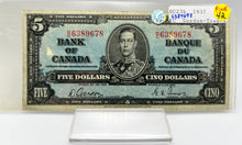 1937 Bank of canada BC-23b Five Dollars F-12 Gordon Towers, Serial-KC 6389678