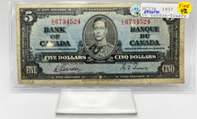 1937 Bank of canada BC-23b Five Dollars F-12 Gordon Towers, Serial-CC 6734524