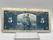 1937 Bank of canada BC-23b Five Dollars VG-8 Gordon Towers, Serial-XC 0159564