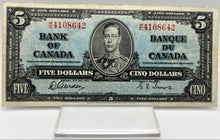 1937 Bank of canada BC-23b Five Dollars F-15 Gordon Towers, Serial-MC 4108642