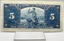 1937 Bank of canada BC-23b Five Dollars VF-20 Gordon Towers, Serial-RC 0587927