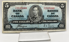 1937 Bank of canada BC-23c Five Dollars VF-20 Coyne Towers, Serial-YC 2105066