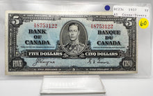 1937 Bank of canada BC-23b Five Dollars VF-20 Gordon Towers, Serial-TC 4311233