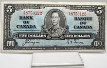 1937 Bank of canada BC-23c Five Dollars VF-20 Coyne Towers, Serial-AS 8753122