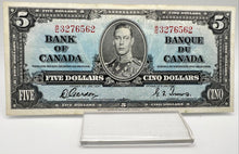1937 Bank of canada BC-23b Five Dollars EF-40 Gordon Towers, Serial-WC 3276562