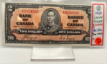 1937 Bank of Canada Two Dollars EF-40 Serial-ER 5824555