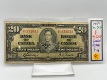 1937 Bank of canada BC-25b Twenty Dollars F-12 Gordon Towers, Serial-EE 9372031