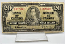 1937 Bank of canada BC-25b Twenty Dollars F-12 Gordon Towers, Serial-EE 9372031