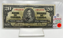 1937 Bank of canada BC-25c Twenty Dollars F-15 Coyne Towers, Serial-JE 4612656