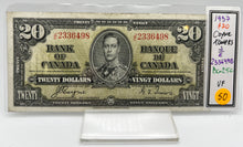 1937 Bank of canada BC-25c Twenty Dollars VF-20 Coyne Towers, Serial-JE 2336498