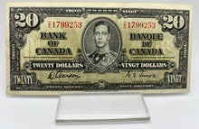 1937 Bank of canada BC-25c Twenty Dollars VF-20 Gordon Towers, Serial-DE 1799253