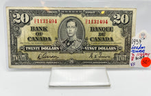 1937 Bank of canada BC-25c Twenty Dollars VF-20 Gordon Towers, Serial-DE 1131494