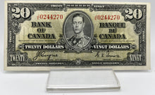1937 Bank of canada BC-25c Twenty Dollars UNC Coyne Towers, Serial-JE 0244270
