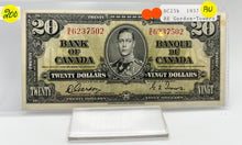 1937 Bank of canada BC-25b Twenty Dollars AU-50 Gordon Towers, Serial-BE 6237502