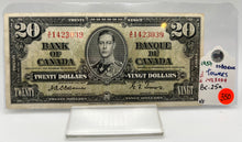 1937 Bank of canada BC-25a Twenty Dollars VF-20 Osborne Towers, Serial-AE 1423039