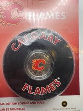 2008 Calgary Flames 1$ Special Edition Loonie and puck-Home Jersey
