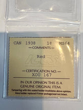 Canada One Cent 1938 MS-64 ICCS