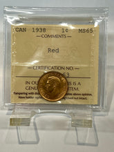 Canada One Cent 1938 MS-65 ICCS