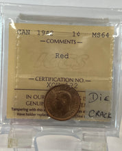 Canada One Cent 1942 MS-64 ICCS-Die Crack