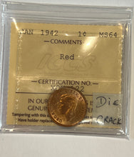 Canada One Cent 1942 MS-64 ICCS-Die Crack