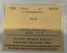 Canada One Cent 1943 MS-64 ICCS