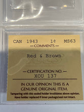 Canada One Cent 1943 MS-63 ICCS