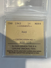 Canada One Cent 1943 MS-64 ICCS