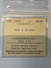Canada One Cent 1945 MS-64 ICCS