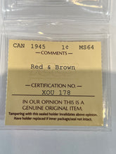Canada One Cent 1945 MS-64 ICCS