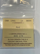 Canada One Cent 1945 MS-64 ICCS