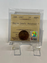 Canada One Cent 1947 Maple Leaf-Pointed 7 MS-65 ICCS