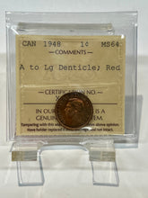 Canada One Cent 1948 A to LG Denticle  MS-64 ICCS
