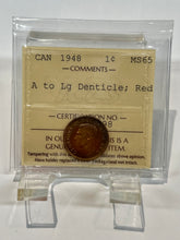 Canada One Cent 1948 A to LG Denticle  MS-65 ICCS