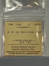 Canada One Cent 1948 A to LG Denticle  MS-65 ICCS