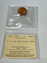 Canada One Cent 1948 A to LG Denticle  MS-64 ICCS