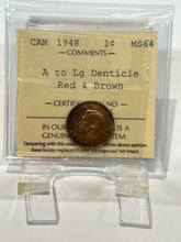 Canada One Cent 1948 A to LG Denticle  MS-64 ICCS
