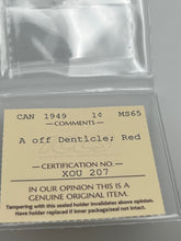 Canada One Cent 1949 A off Denticle  MS-65 ICCS