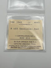 Canada One Cent 1949 A off Denticle  MS-65 ICCS